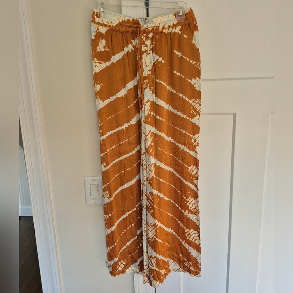 Young Fabulous & Broke Pants Satin Copper Print Pull On Wide Leg Size S NEW - Picture 3 of 12